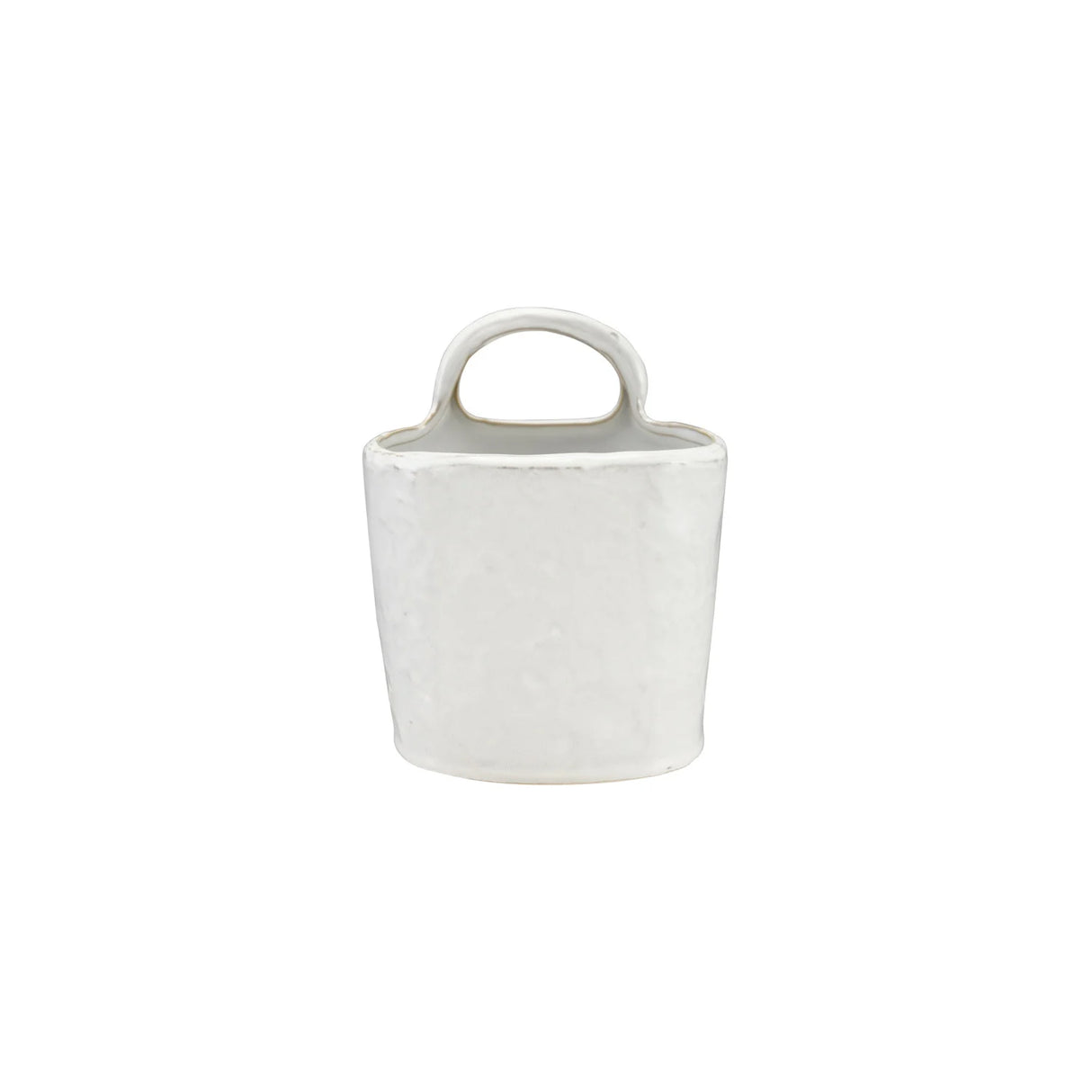 White Stoneware Crock with Handle