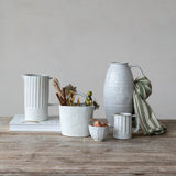 White Stoneware Crock with Handle