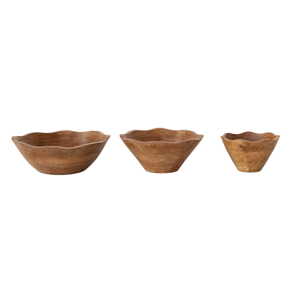 Mango Wood Scalloped Bowls - 3 Sizes