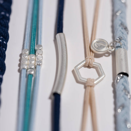 Dream Shades of Blue & Silver Hair Tie Bracelet Set