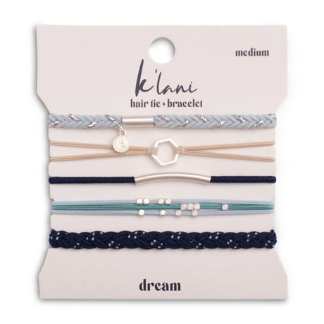 Dream Shades of Blue & Silver Hair Tie Bracelet Set