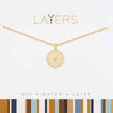 Gold Round Heart Disc Necklace