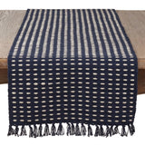 72" Navy Dashed Woven Table Runner