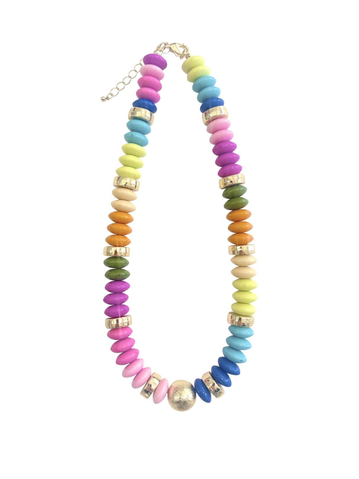Tobie Rainbow Beaded Disc Necklace