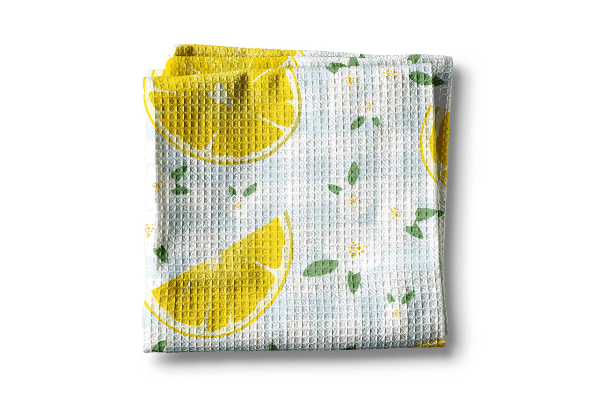 Lemon Plaid Citrus Tea Towel