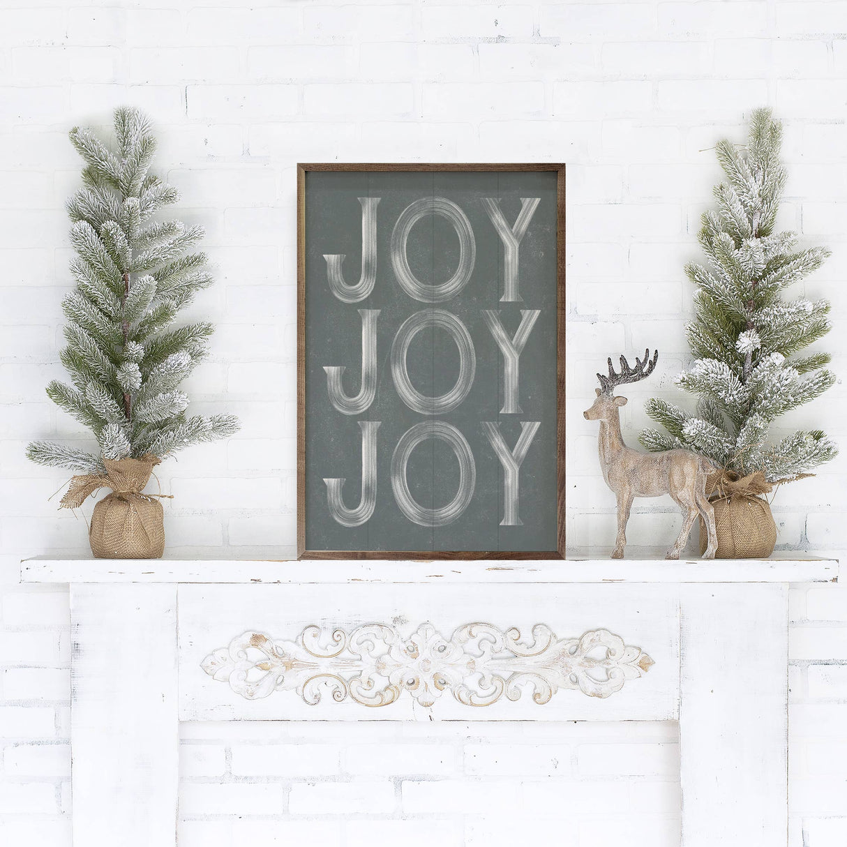 Joy On Repeat Gray Wood Art