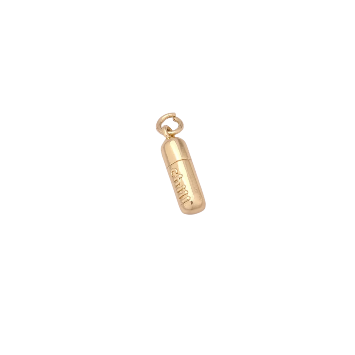 Chill Pill Charm  ~ 14k Gold Plated  Brass Charm