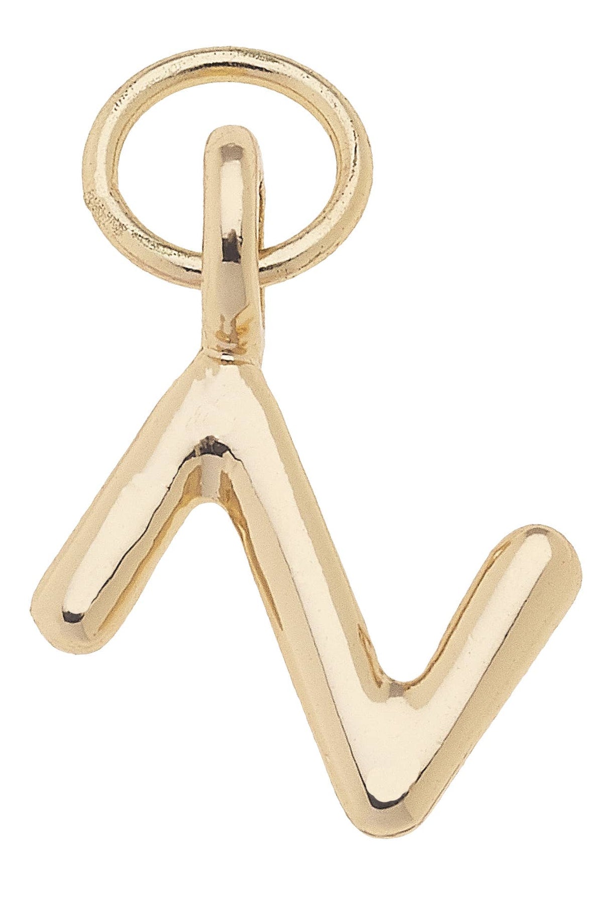 N Mini Initial Charm in Shiny Gold