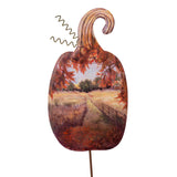 Metal scenery pumpkin country road stake for farmhouse traditional fall home decor from Magnolias Home Decor