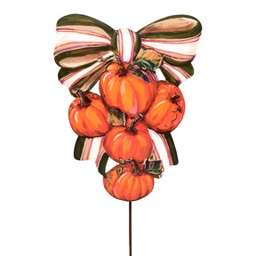 Modern Plaid Pumpkin Swag Garden Stake