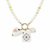 Sunset Dragon Mahjong Tile Charm Beaded Necklace