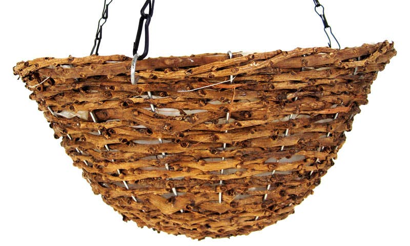 Round Wood Woven Hanging Basket, Woodbury