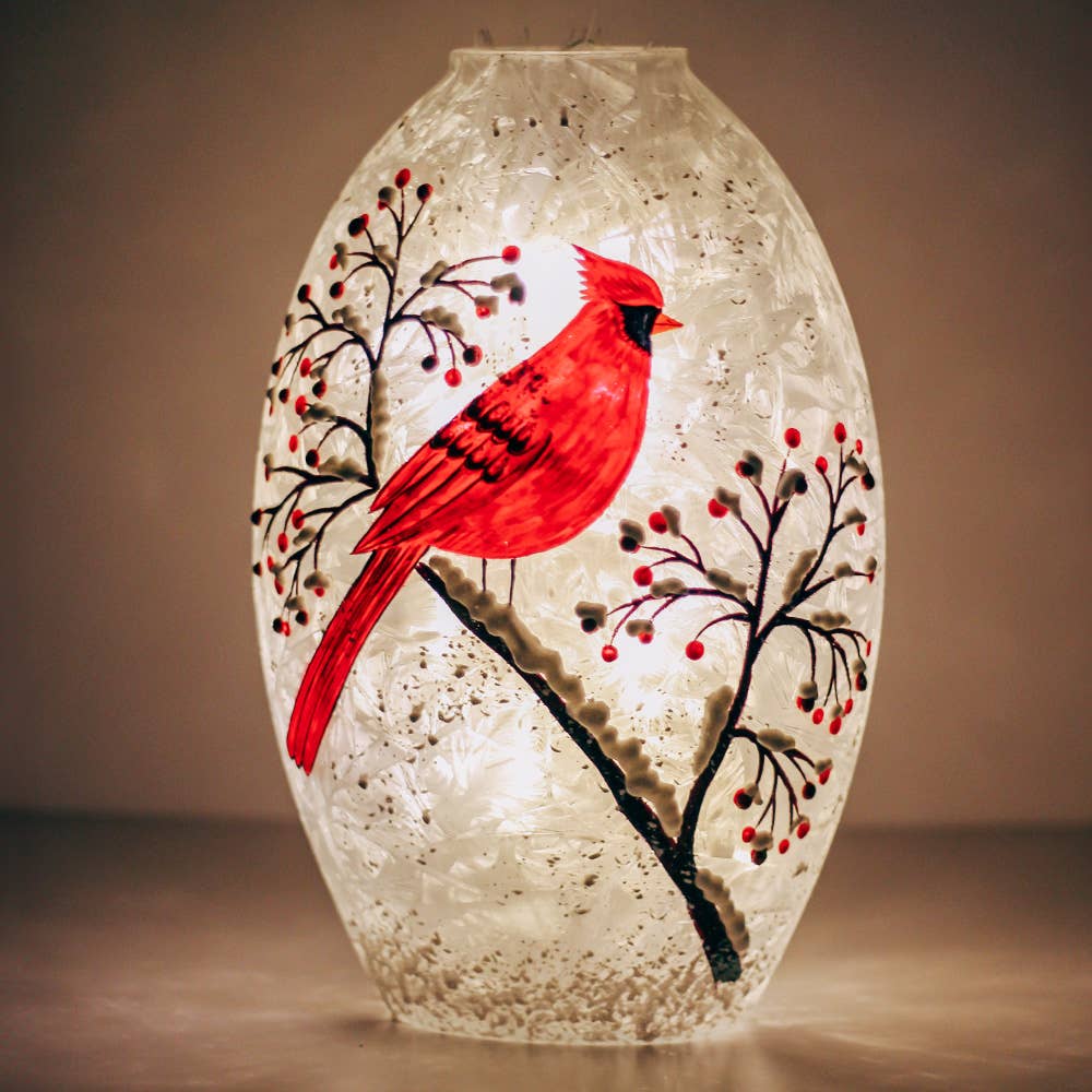 Snow Branch Glass Oval Luminary