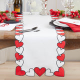 Embroidered Hearts Table Runner