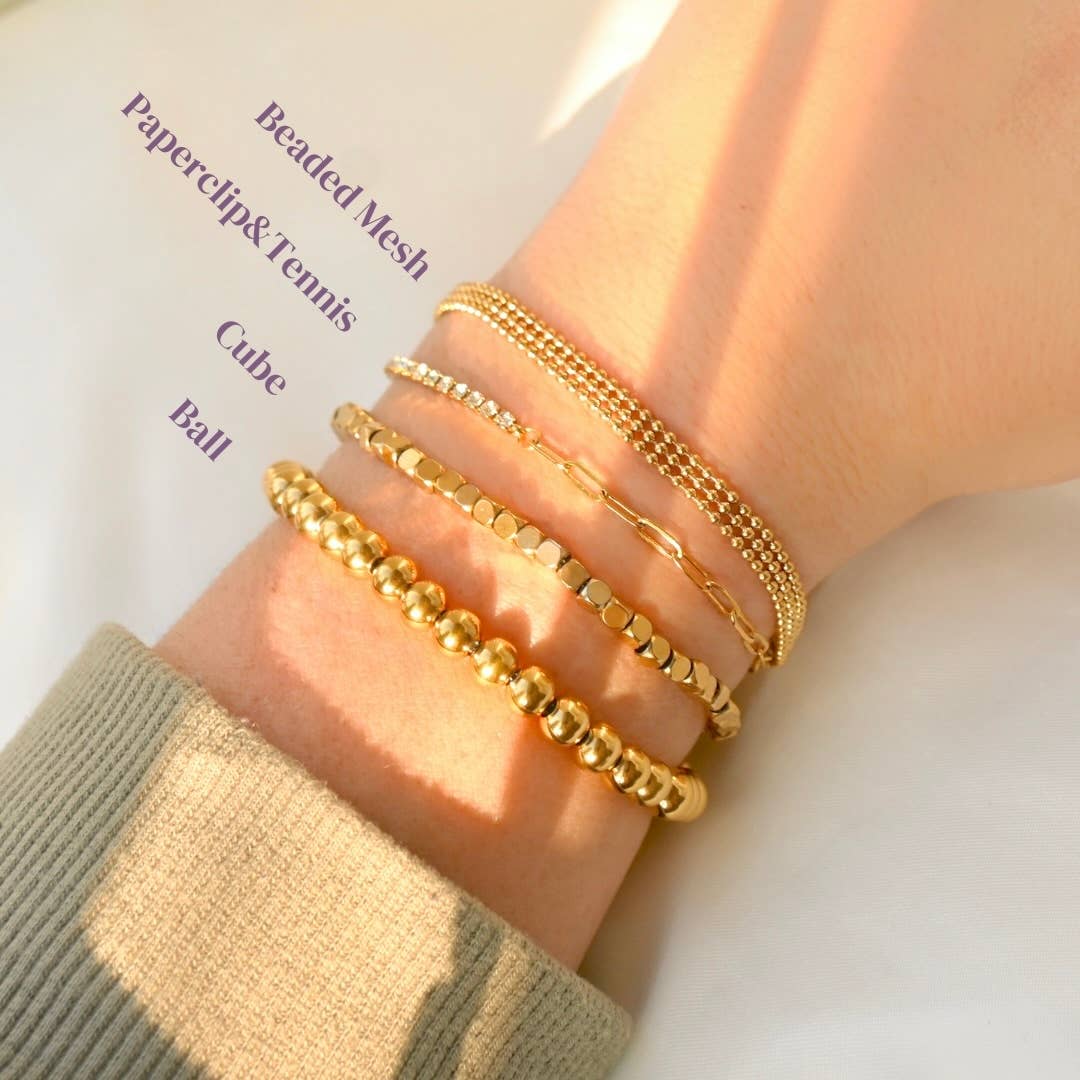 18k Gold Cube Bracelet - Waterproof