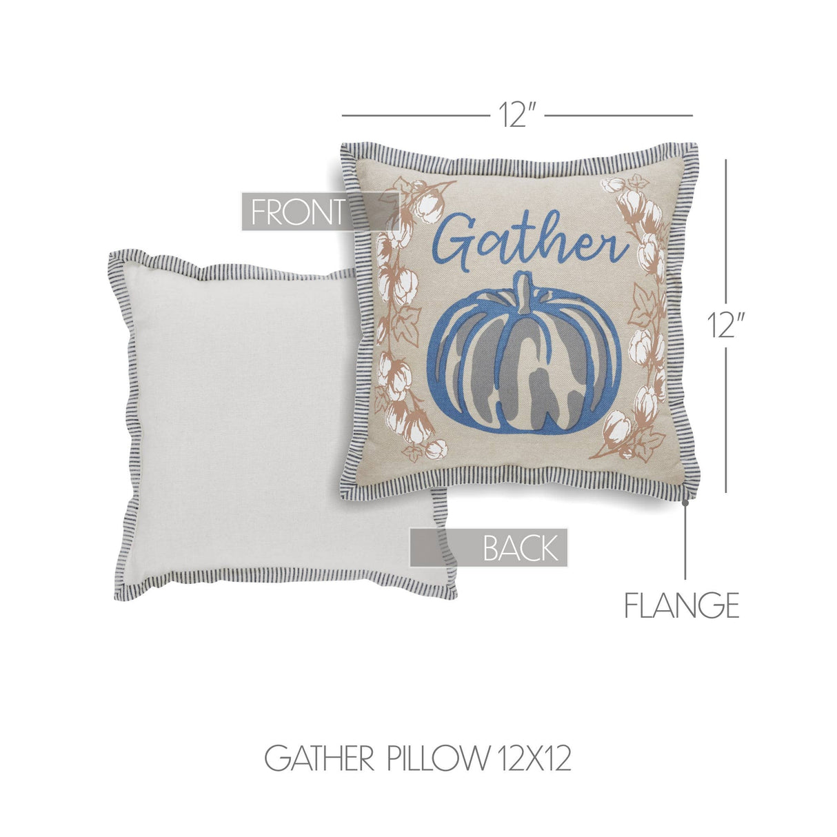 Blue Pumpkin Gather Fall Throw Pillow