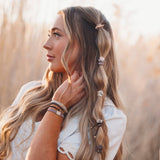 Faith Warm Neutrals & Gold Cross Hair Tie Bracelet Set