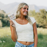 Faith Warm Neutrals & Gold Cross Hair Tie Bracelet Set