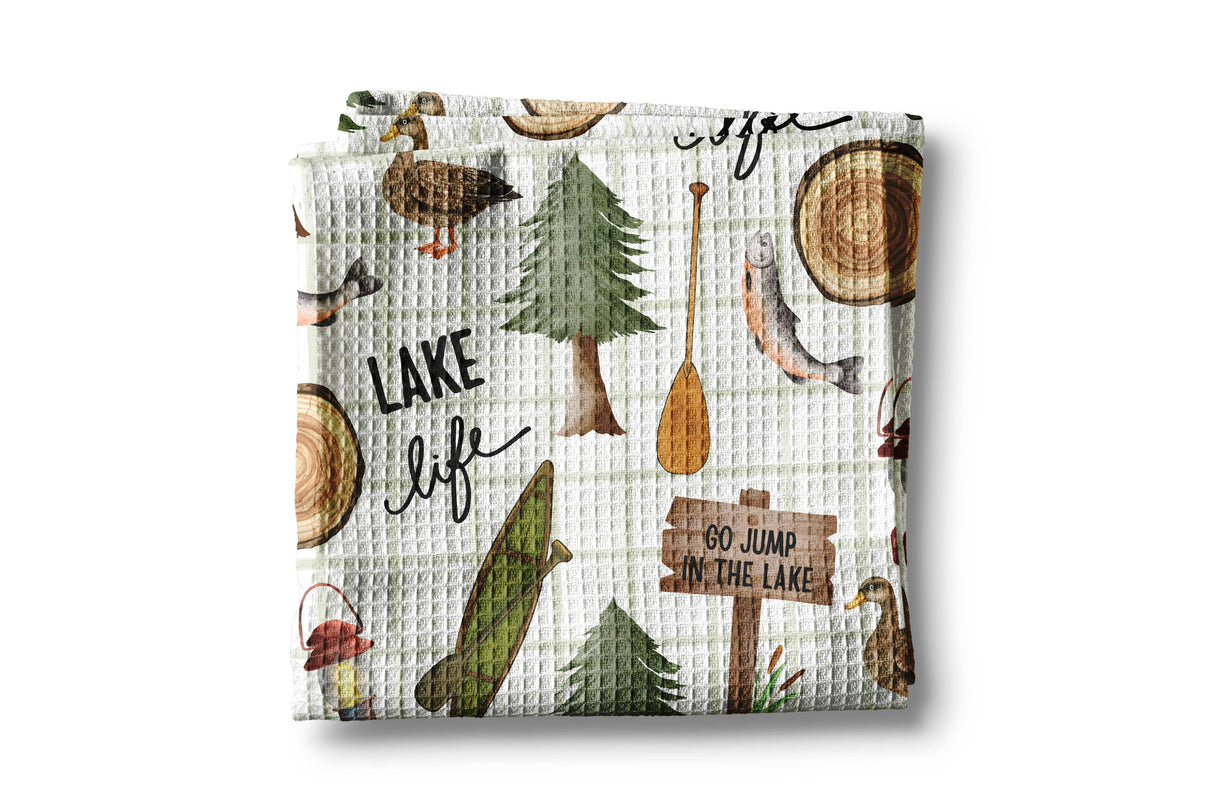 Cabin Lake Life Tea Towel