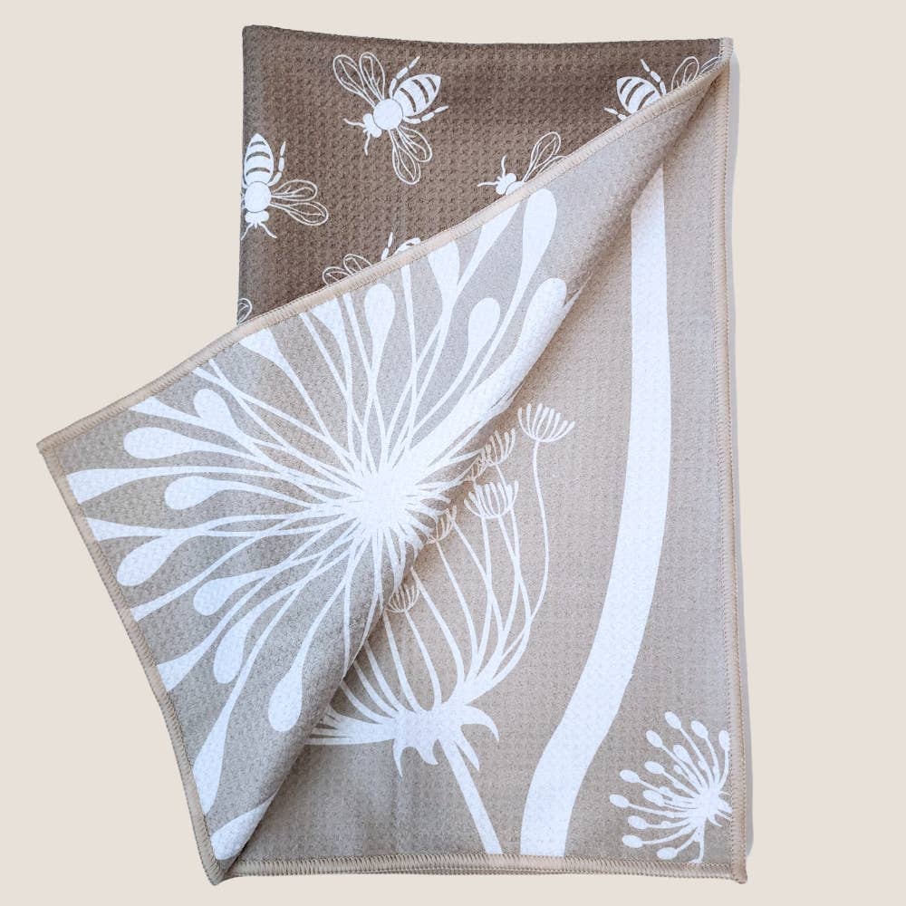 Dandelion Bee Reversible Microfiber Tea Towel