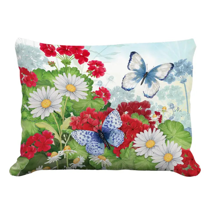 Geranium & Daisies Indoor/Outdoor Pillow
