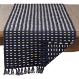 72" Navy Dashed Woven Table Runner