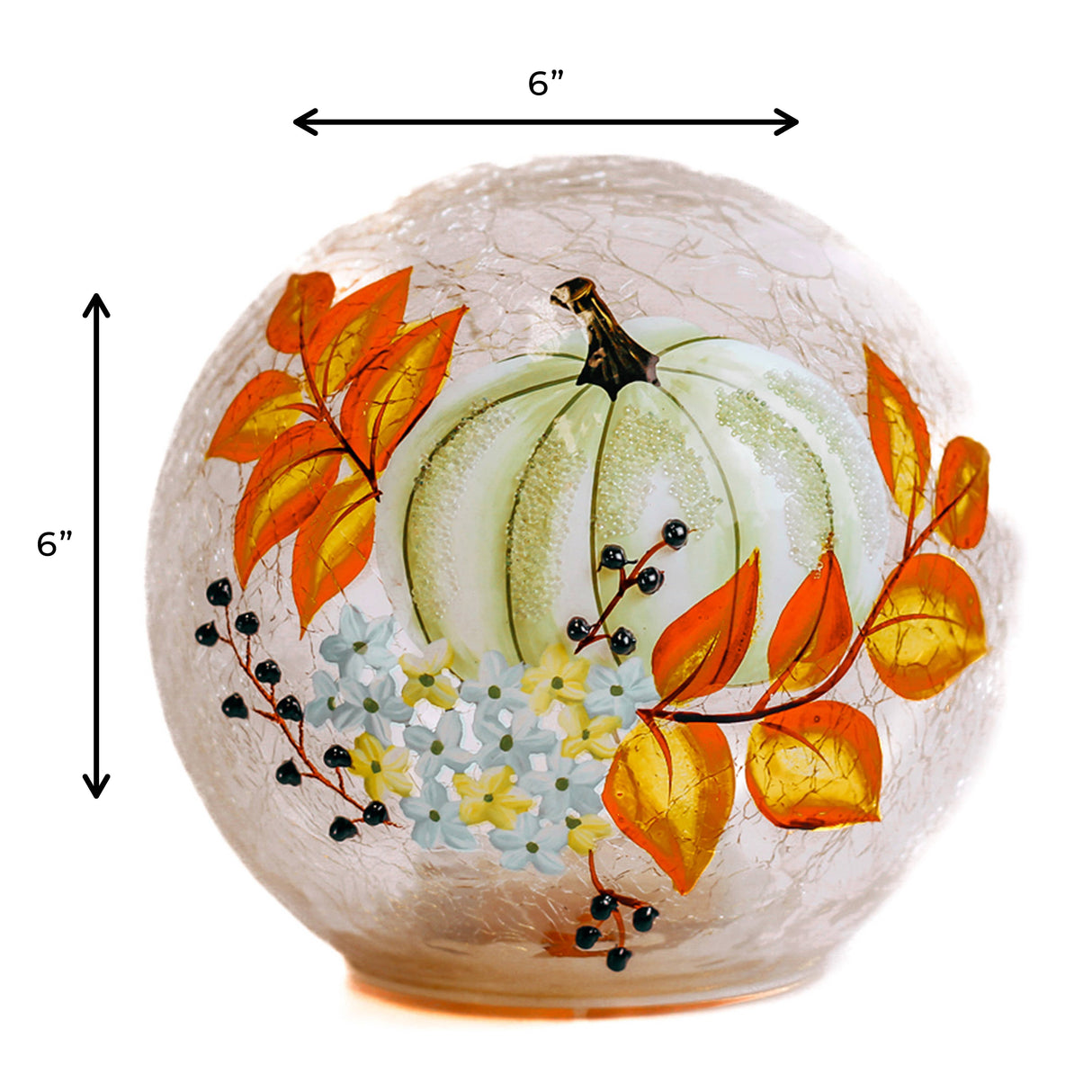 White Pumpkin Glass Orb Luminary