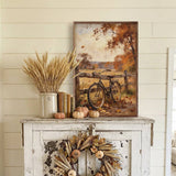 Autumn Bicycle With Country Fence Wood Art