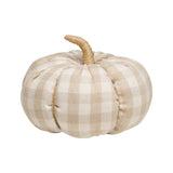 Large Tan Check Fall Fabric Pumpkin