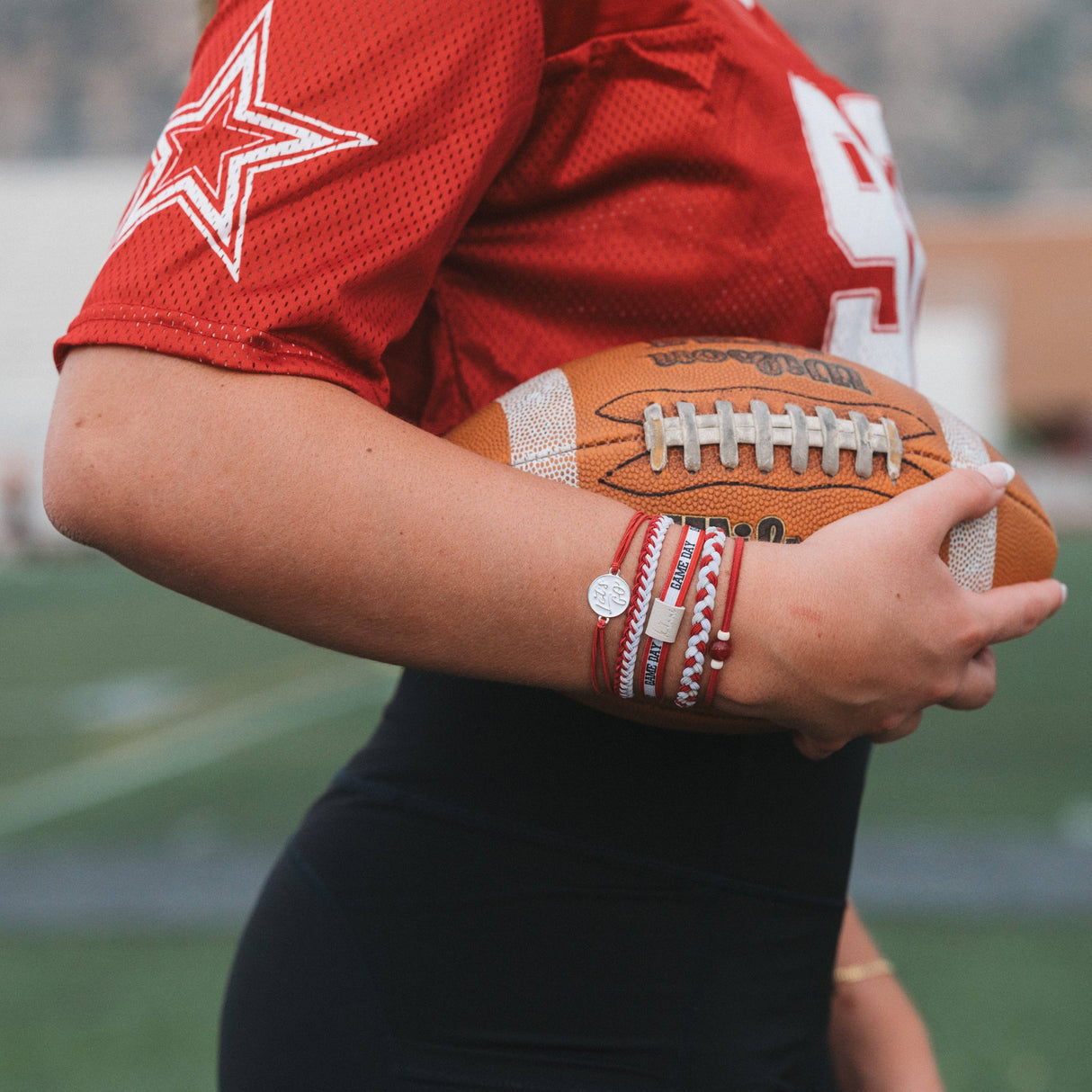 Game Day Crimson & White Hair Tie Bracelet Set