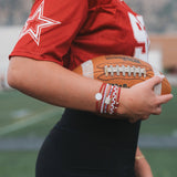 Game Day Crimson & White Hair Tie Bracelet Set