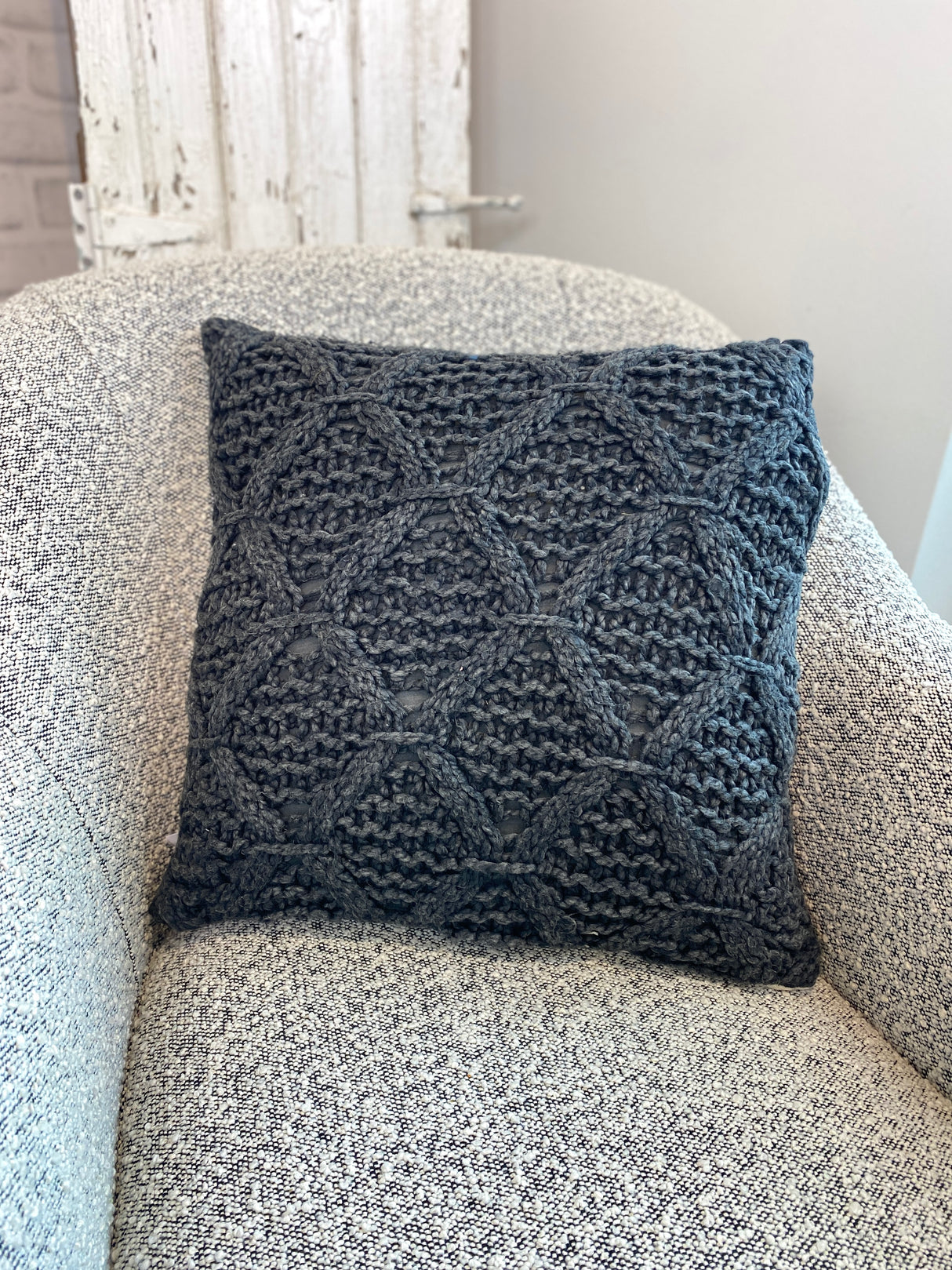 Woven Cotton Cable Knit Pillow