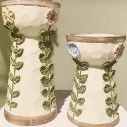 Flower Stitch Resin Candleholder Set of 2