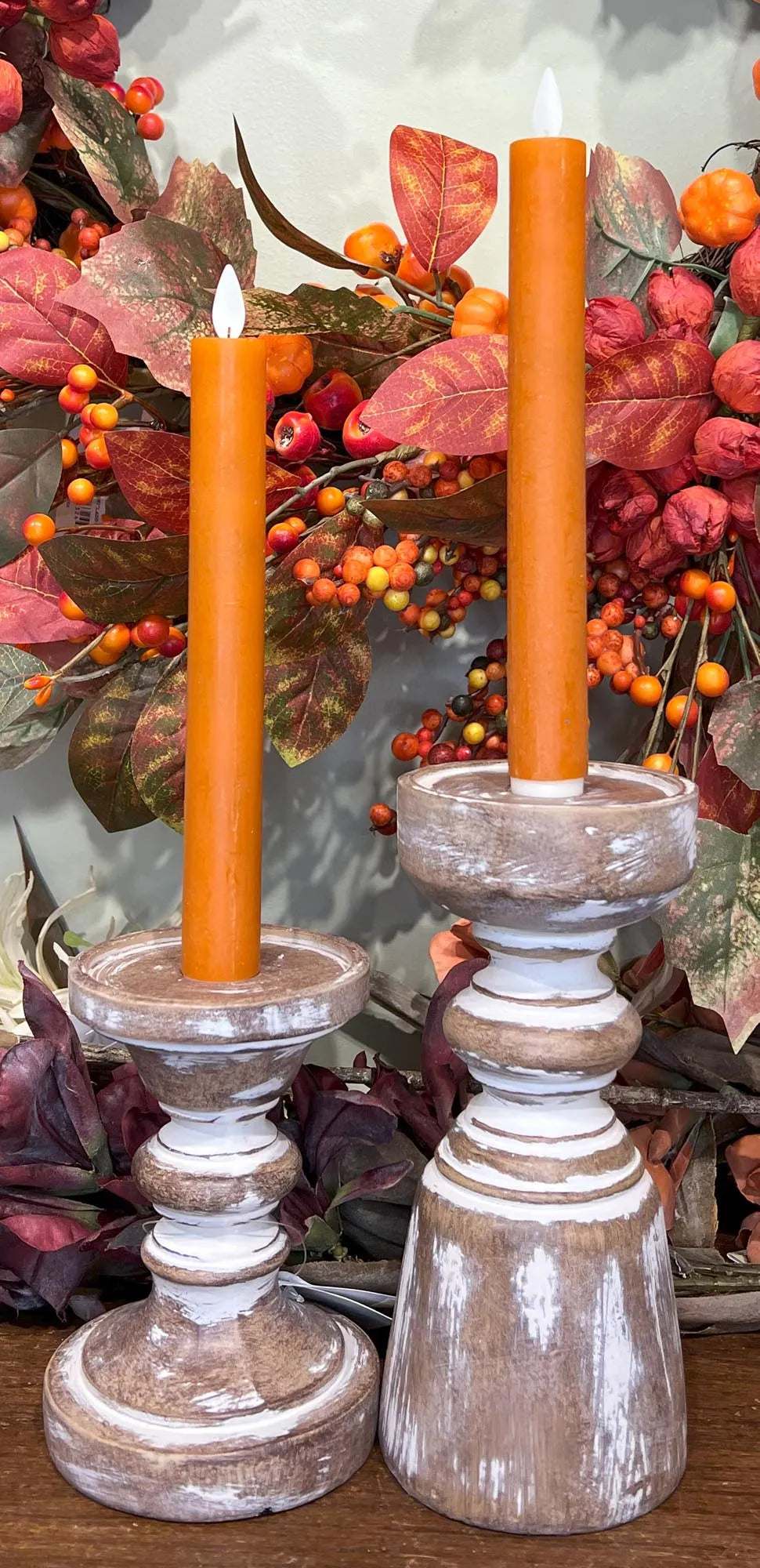 Orange Taper LED Candle Set