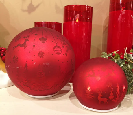 Red Holiday Deer Lighted Orb - 2 Sizes