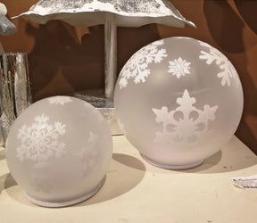 White Snowflake Lighted Orb - 2 Sizes