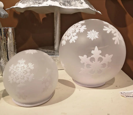 White Snowflake Lighted Orb - 2 Sizes