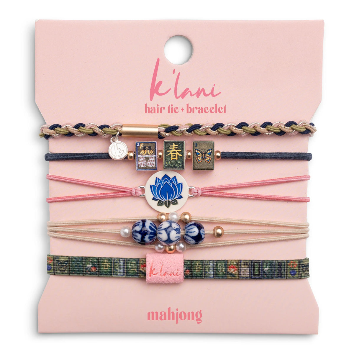 Mahjong Hair Tie Bracelet Set
