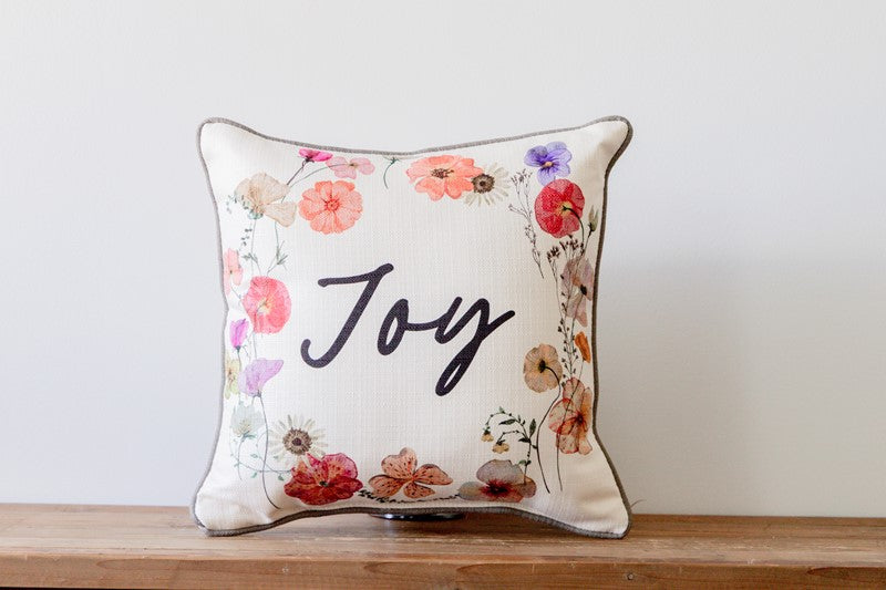 Dried Floral Joy Wreath Pillow