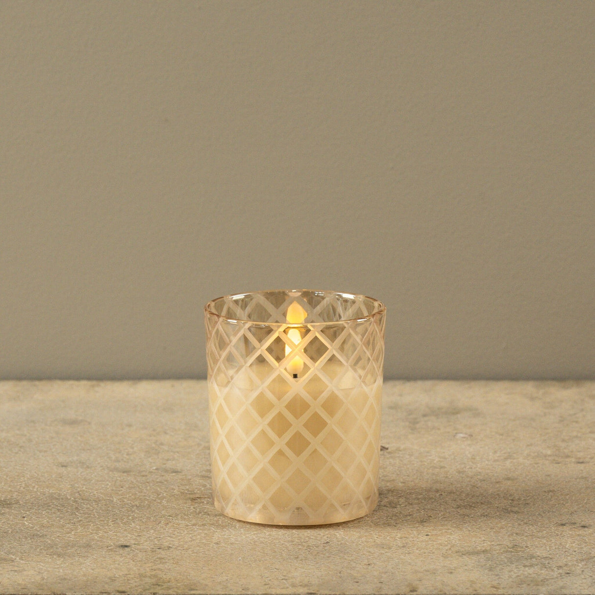 4" Etched Diamond Champagne Candle