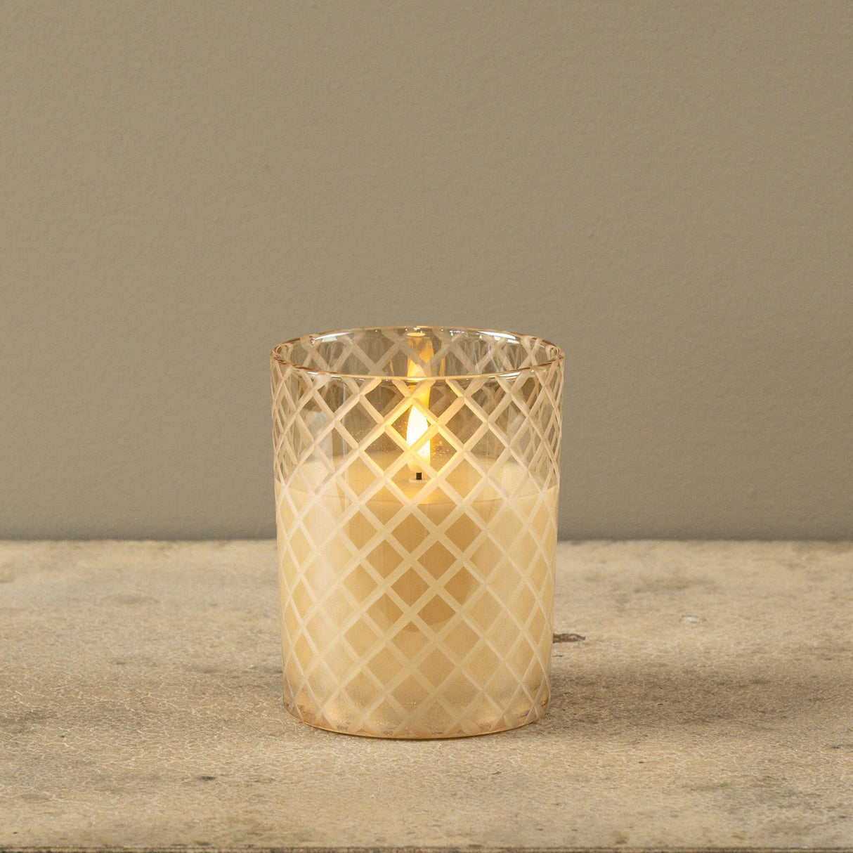 5" Etched Diamond Champagne Candle