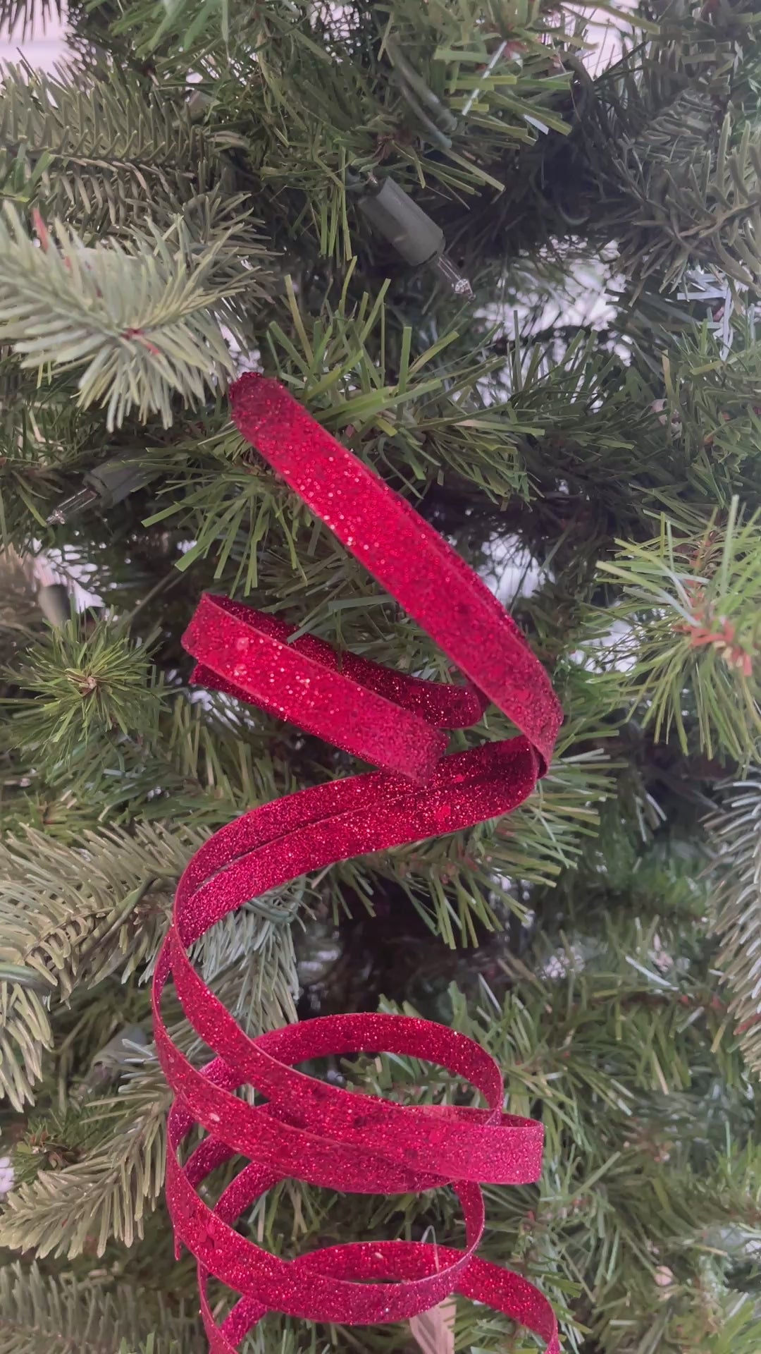 Burgundy Glitter Spiral Ribbon Spray
