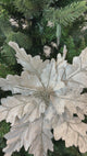 Platinum Velvet Glitter Poinsettia Stem