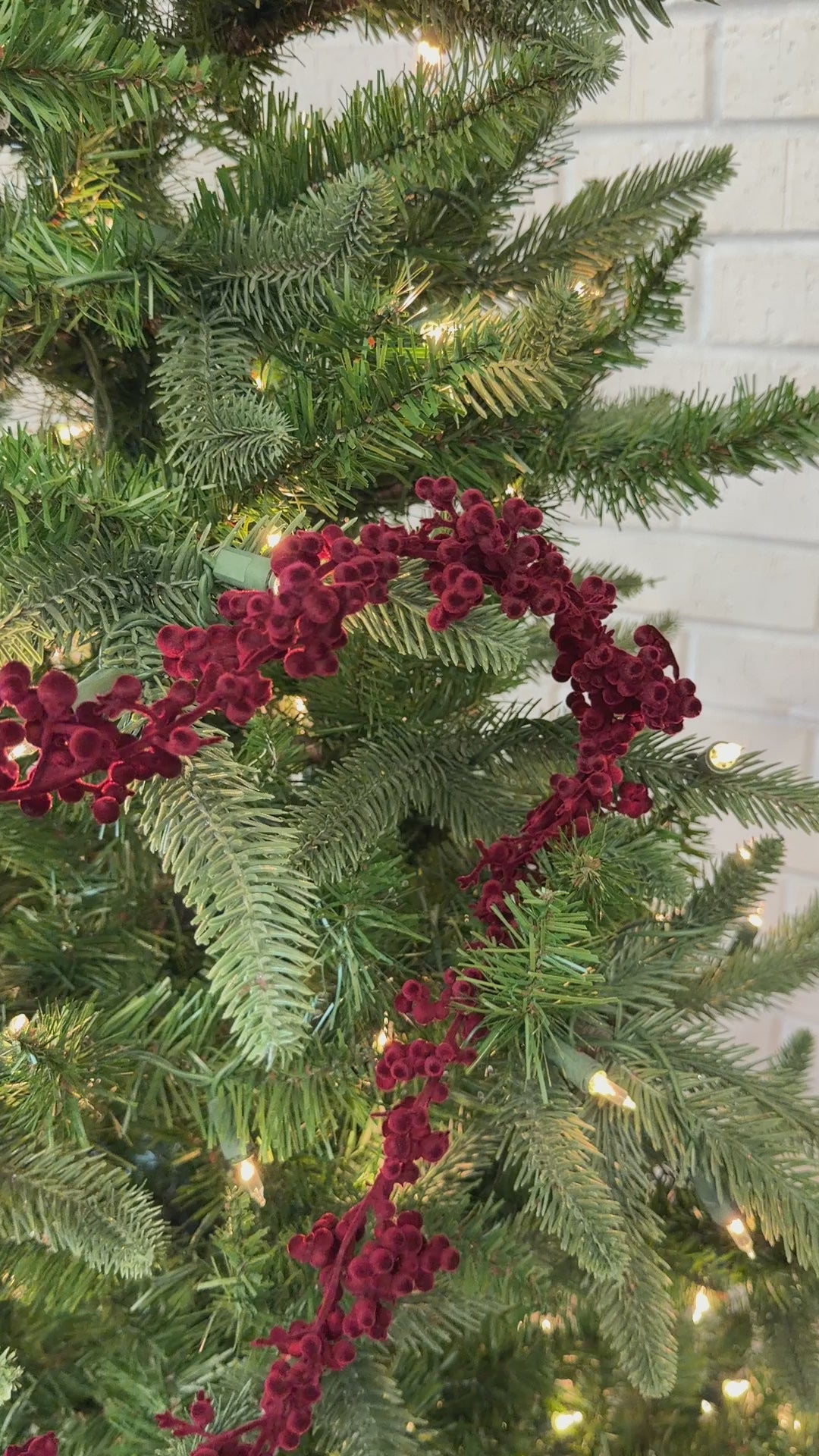 Burgundy Flocked Foam Ball Garland