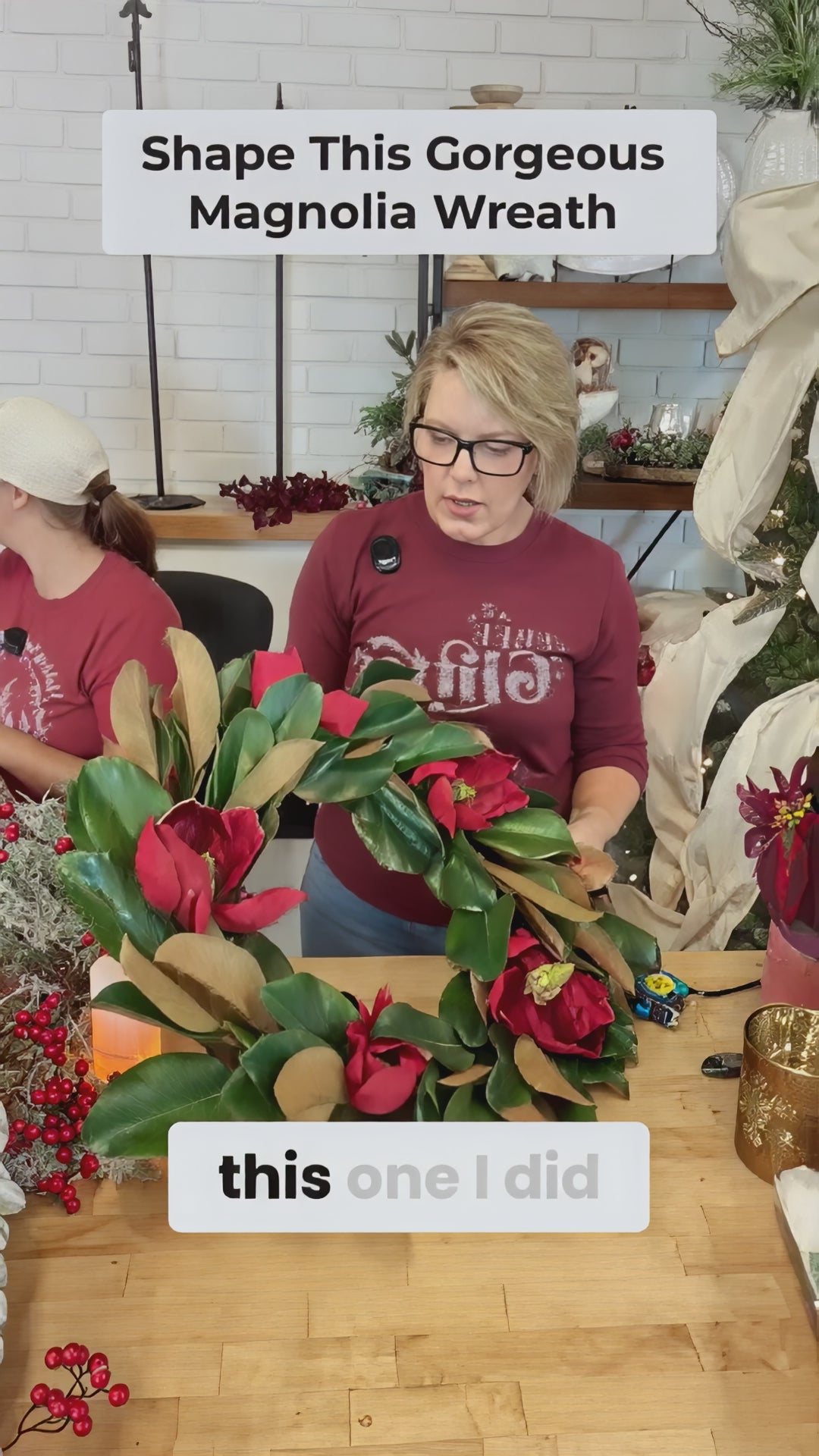 26" Red Velvet Magnolia Wreath