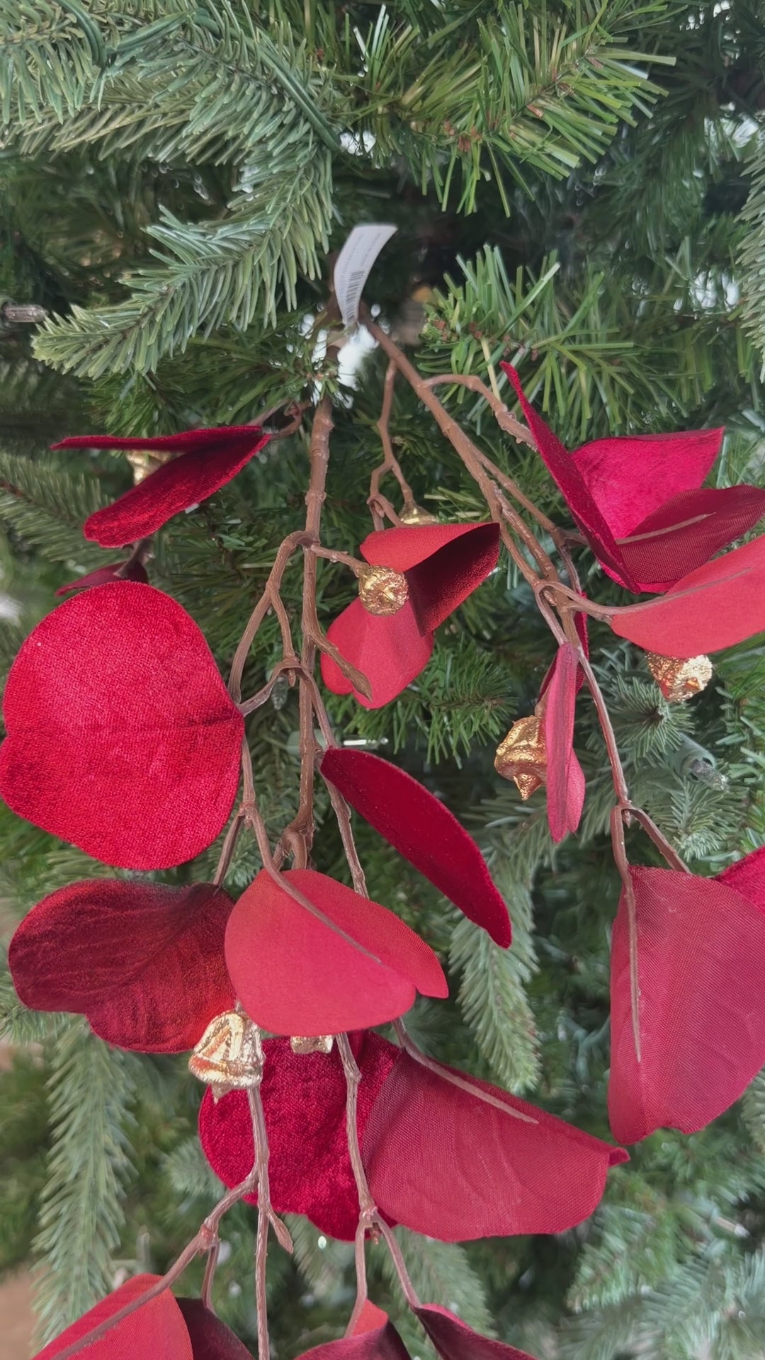 Red Glamour Velvet Eucalyptus Spray