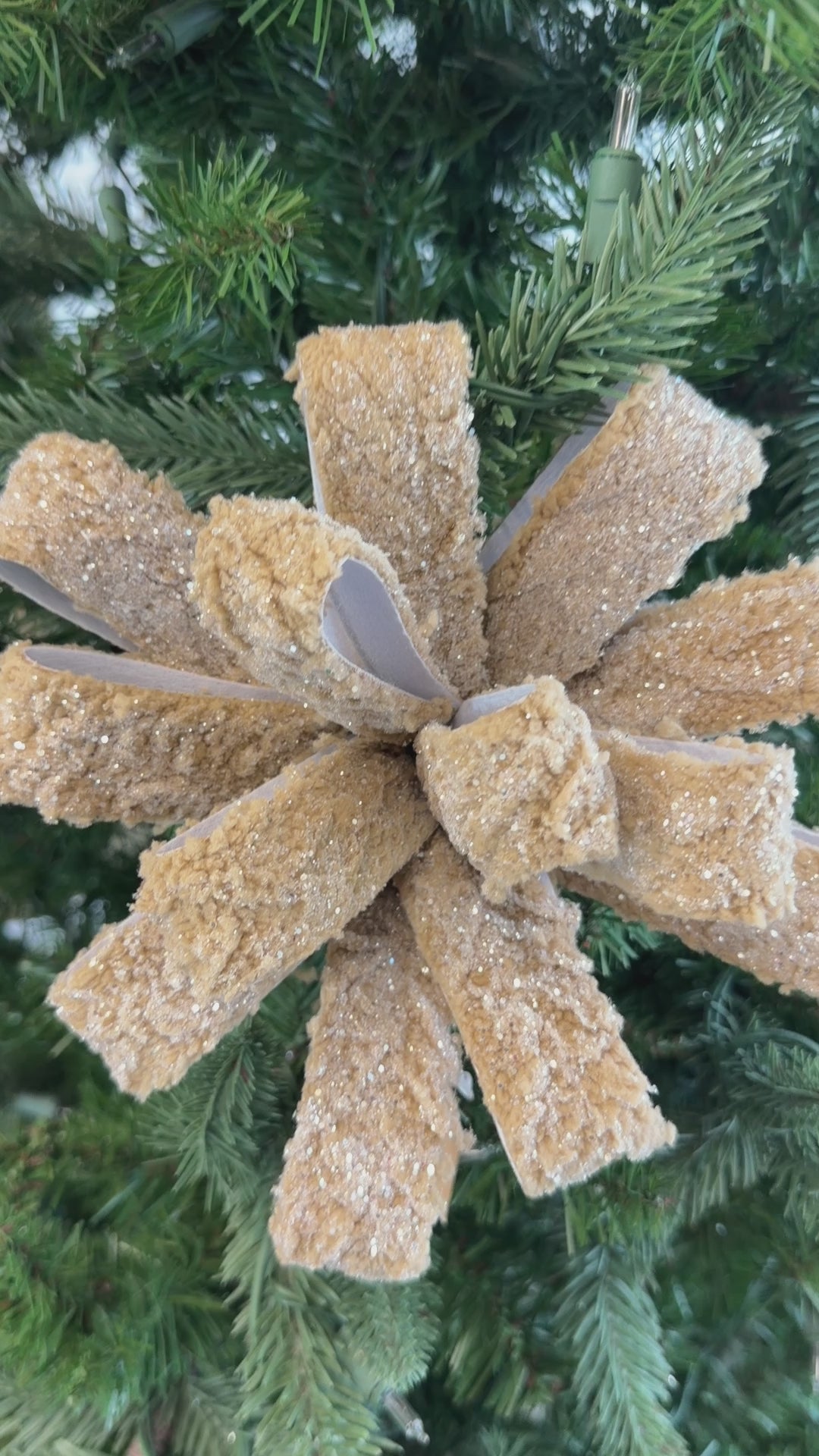 Taupe Snow Ribbon Spray
