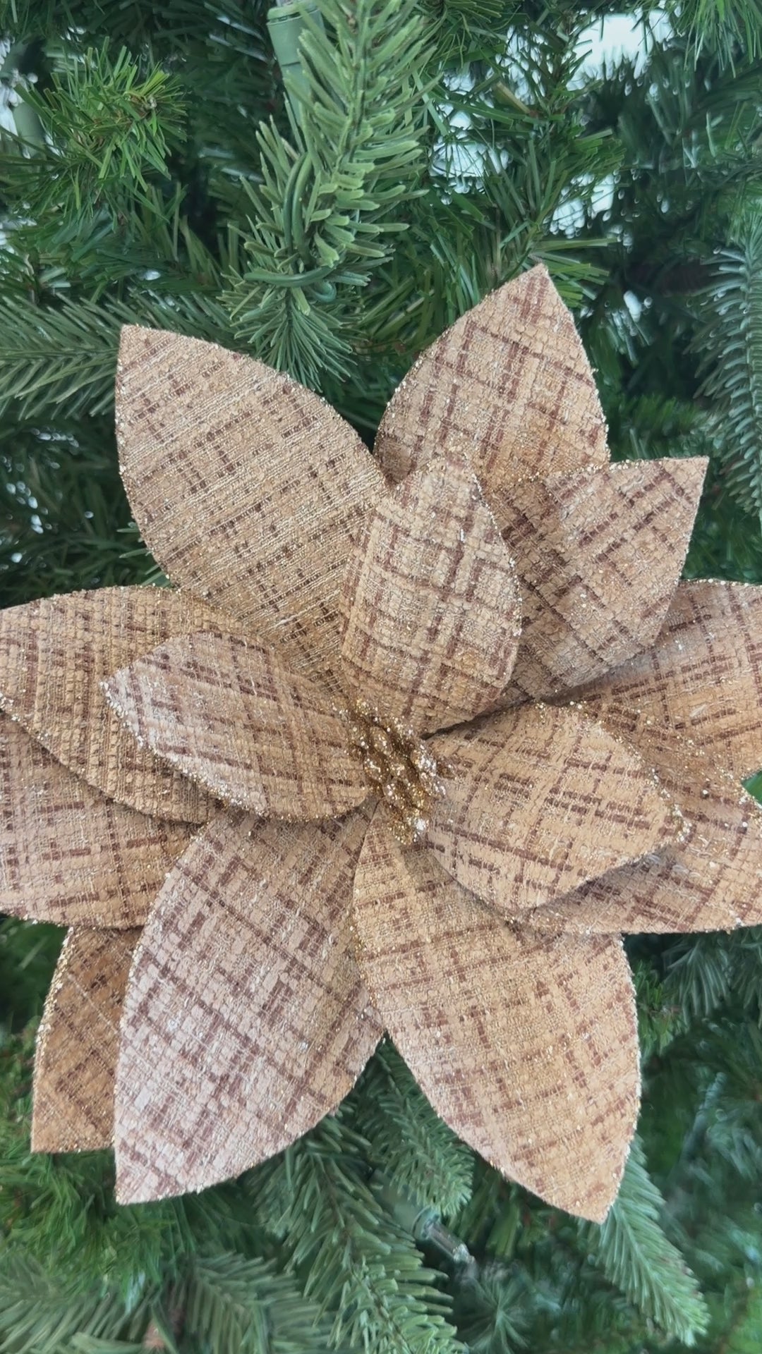 Natural Plaid Poinsettia Stem