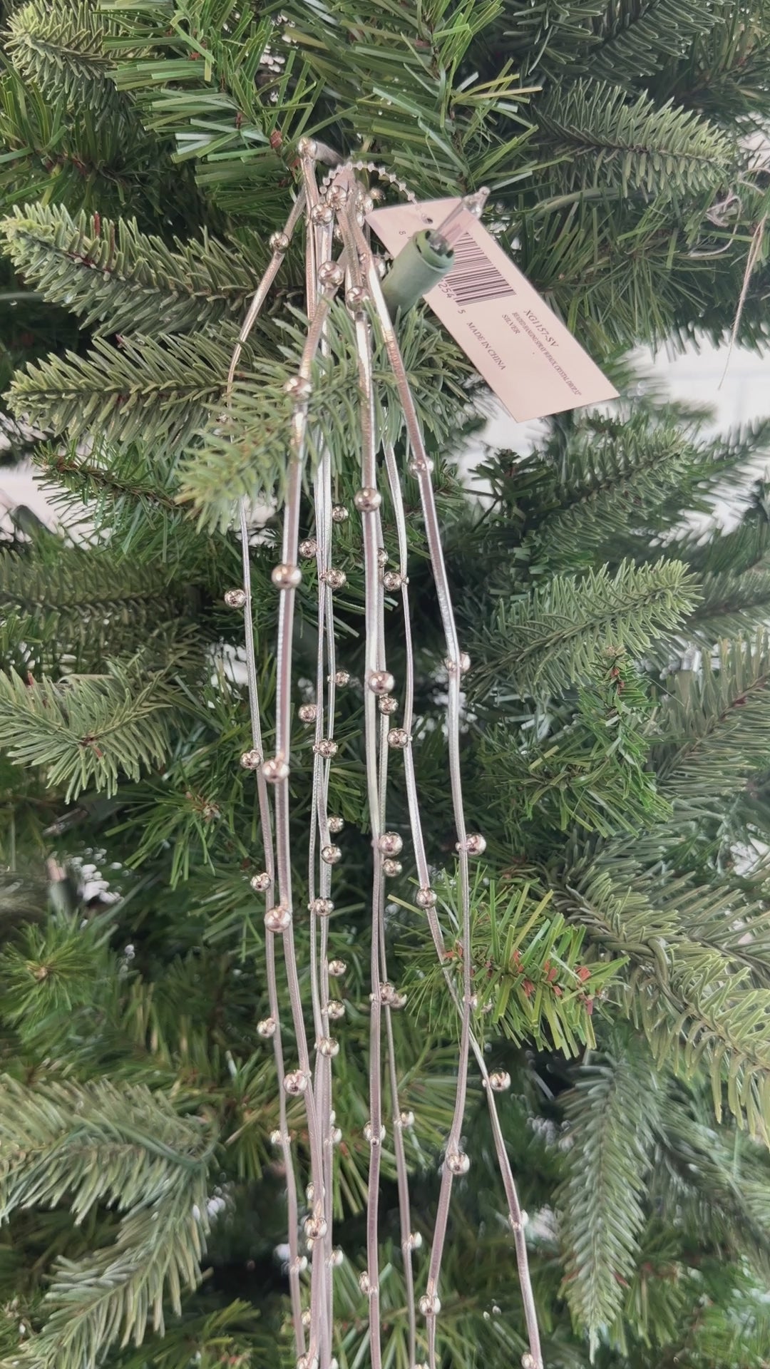 Crystal Drop Silver Beaded Hanging Spray
