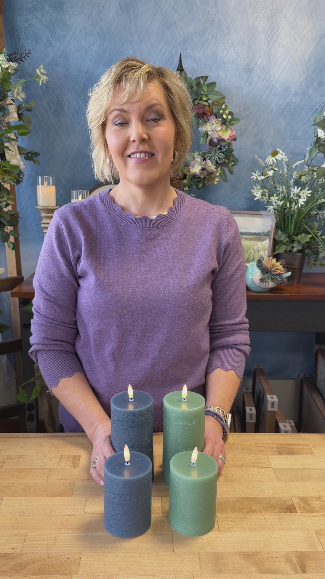 Fia Blue Wax LED 3x6" Candle